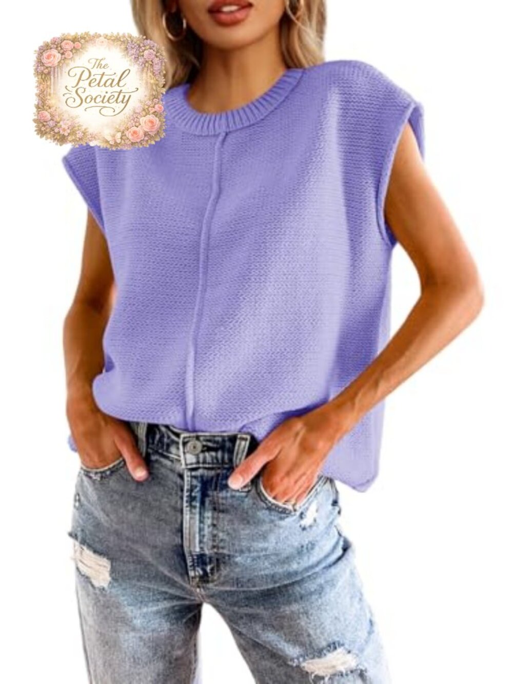 Womens Lightweight Sweater Vest Cap Sleeve Knit Pullover Top